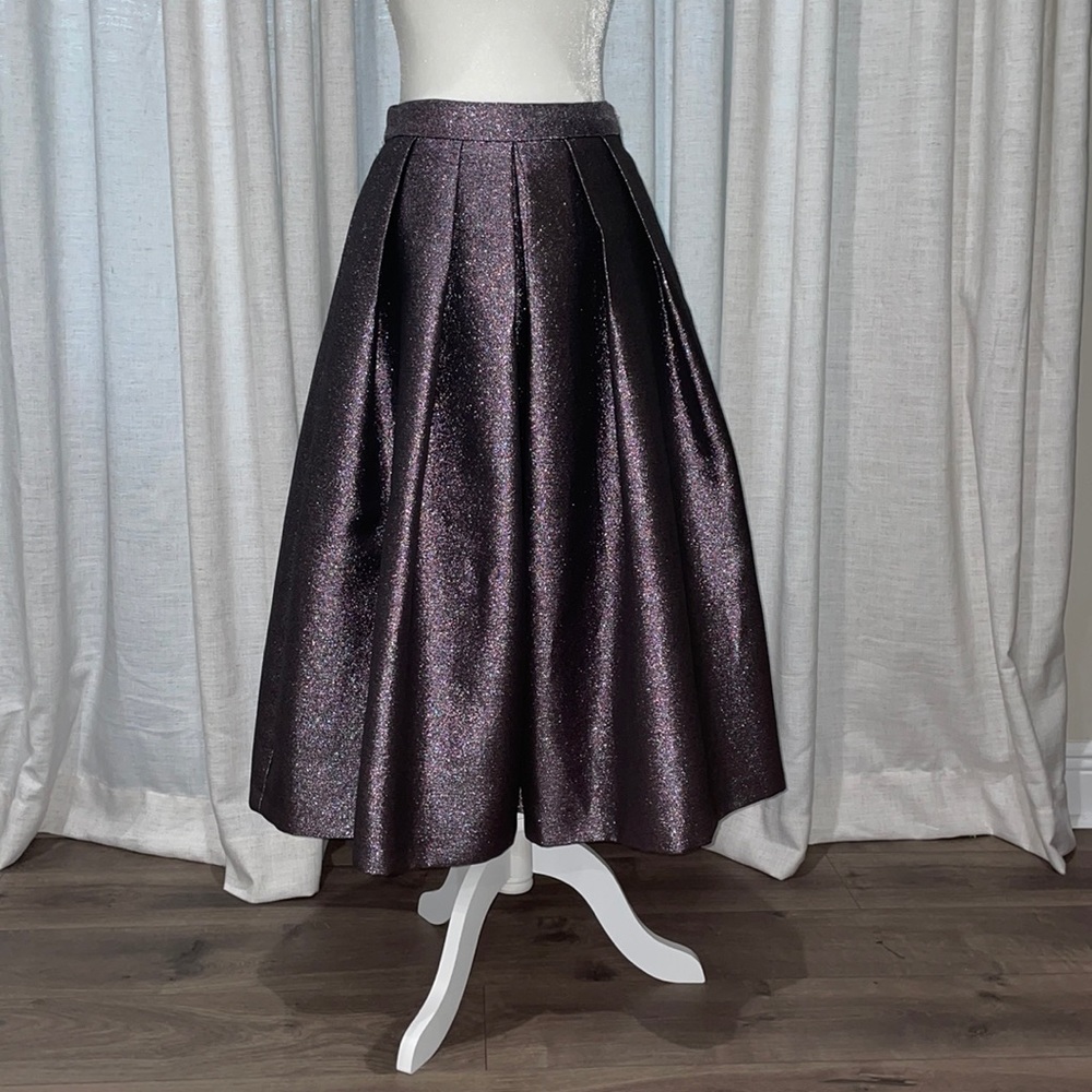 Halogen Purple Metallic Pleated Skirt